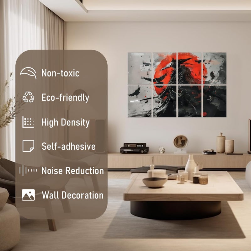 FurnoFlexArt Acoustic Panels Tiles Decorative Room Sound Proof Foam Absorbing Panels Noise Dampening Canceling Reducing Blocker for Walls (Dark Warrior, 48 * 32 in) - Image 3